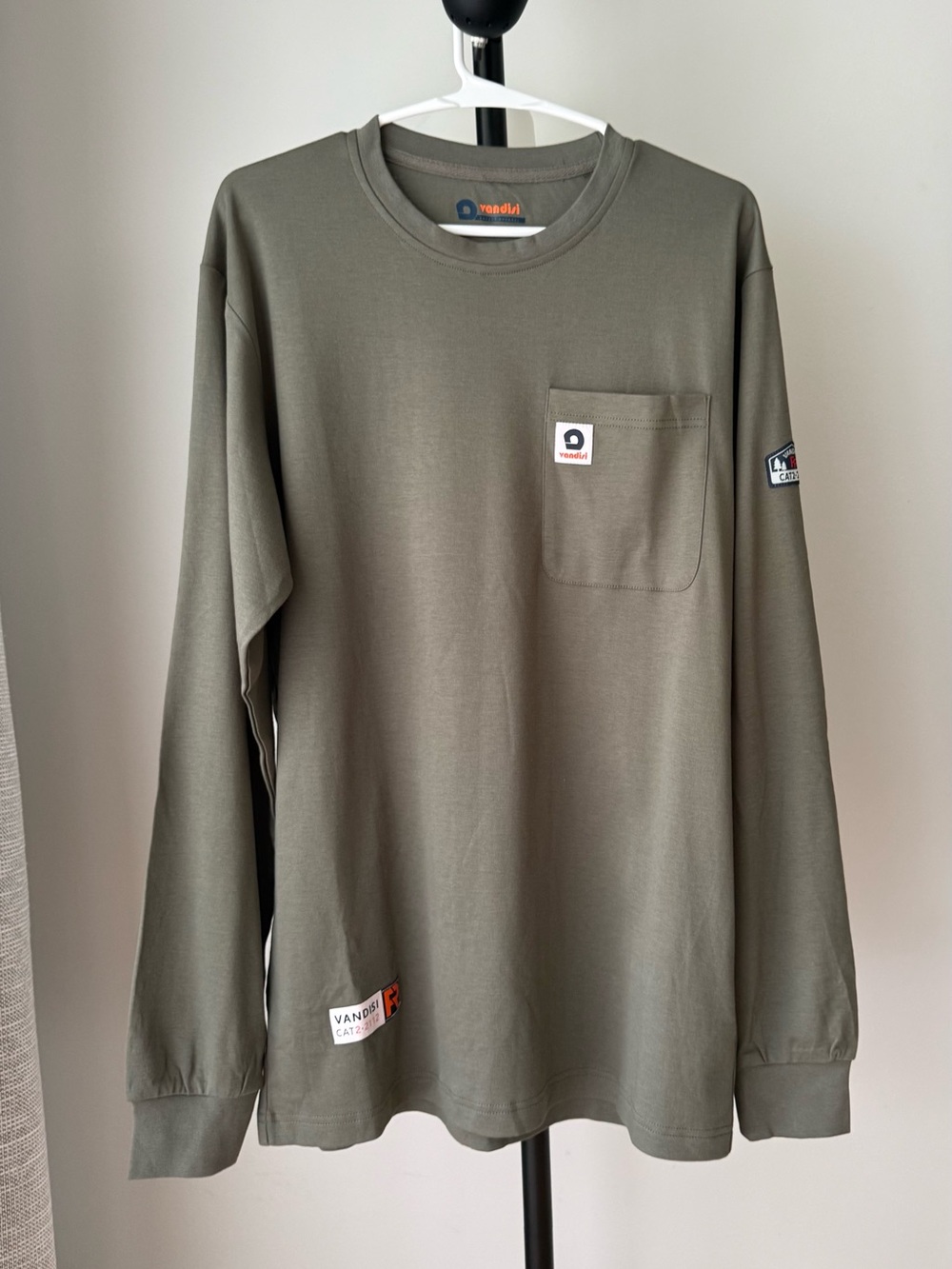 Vandisi FR Flame Resistant Long Sleeve Pocket Shirt Menโs M Olive Green
